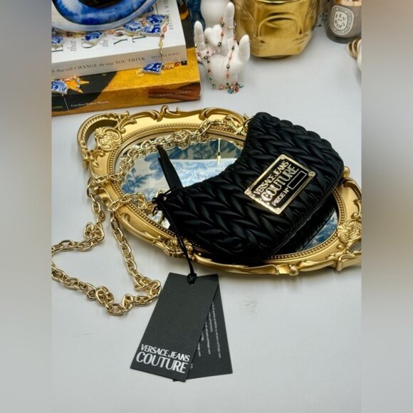 🆕 VERSACE JEANS COUTURE 🧿 NWT Black Mini Crunchy Bag - Picture 9 of 16